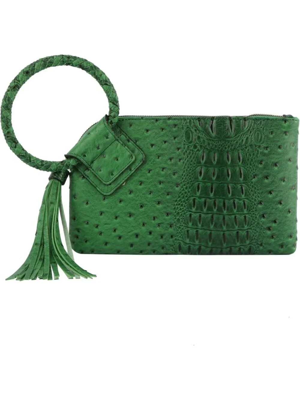 Women's Ost Green Leather Formal Purse Wristlet Wallet Casual Evening Handbag